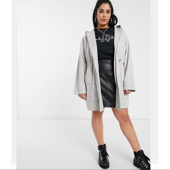 NWT ASOS Lightweight Parka in Washed Gray - Picture 4 of 4